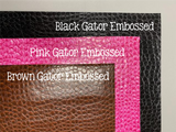 12 x 12 Leatherette Vinyl Faux Leather Sheets - Pink Gator Embossed - Black Gator Embossed - Brown Gator Embossed