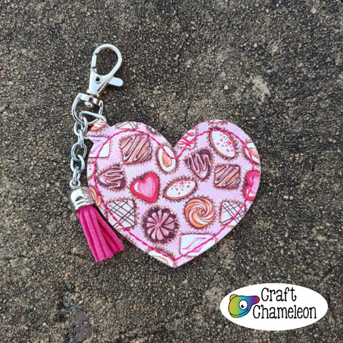 In the Hoop Heart Leatherette Key Fob Design Only