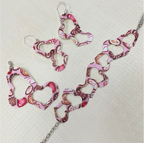 Heart Earrings, Bracelet, Pendant Design Only