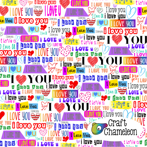 I Love You Wordart Sublimation Digital Design