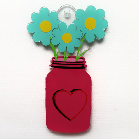 Mason Jar with Flowers Acrylic Blank Shape