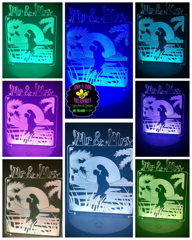 Beach Mr. and Mrs. Wordart Light Base Design by ONE Designs DESIGN ONLY