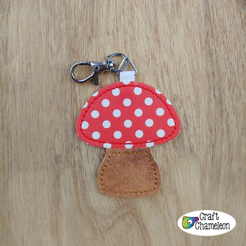 In the Hoop Faux Leather Mushroom Key Fob Digital Embroidery Design Only