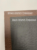 12 x 12 Leatherette Vinyl Faux Leather Sheets - Black Ostrich Embossed - Brown Ostrich Embossed
