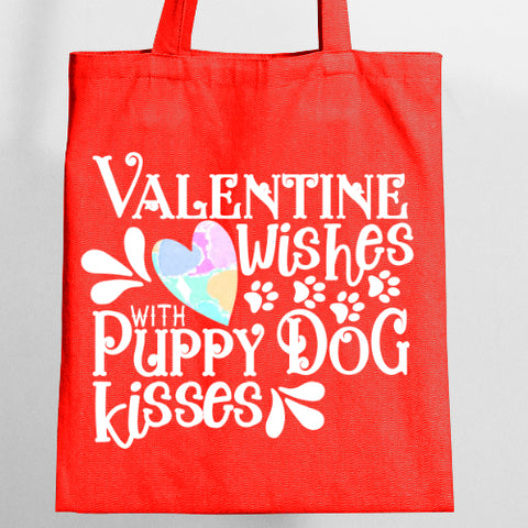 Valentine Wishes Puppy Dog Kisses Digital Design