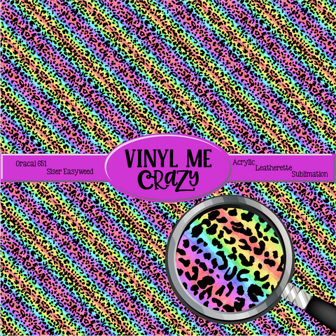 Rainbow Cheetah by VMC ~ Vinyl, Leatherette, HTV, Acrylic, Sublimation