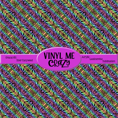 Rainbow Zebra by VMC ~ Vinyl, Leatherette, HTV, Acrylic, Sublimation