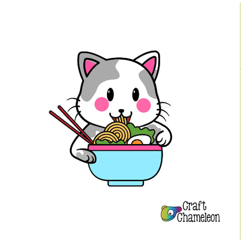 Ramen Cat Digital Sublimation Design