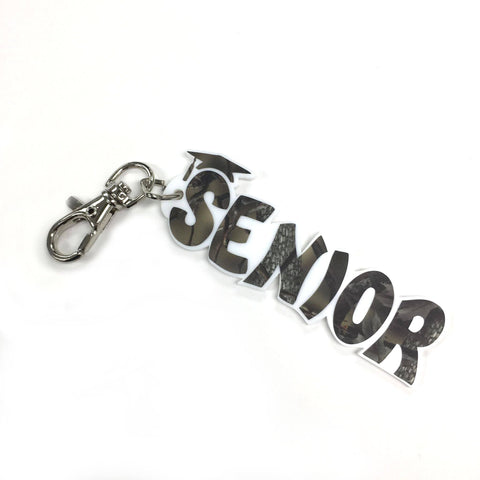 Senior acrylic for keychain bag tag for graduation with mortar board