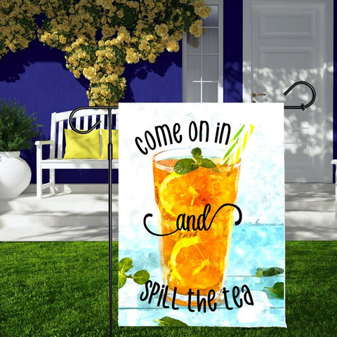 Come on it and Spill the Tea Garden Flag Sublimation Digital Design