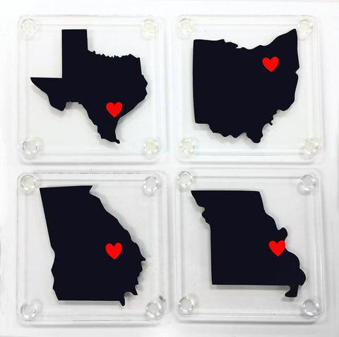 USA States with Heart for Coasters Digital Designs