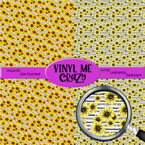 Sunflower Stripes by VMC ~ Vinyl, Leatherette, HTV, Acrylic, Sublimation