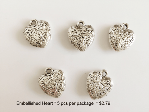 Embellished Heart Shaped Charms - CraftChameleon

