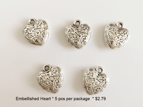 Embellished Heart Shaped Charms - CraftChameleon