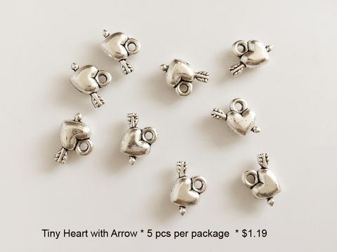 Tiny Heart with Arrow Charms - CraftChameleon