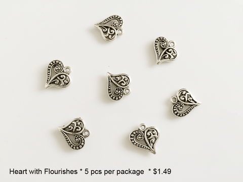 Heart with Flourishes Charms - CraftChameleon
