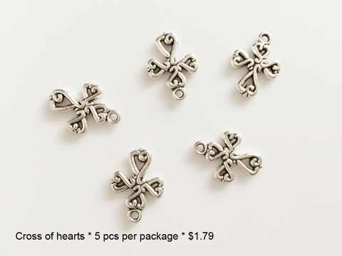 Cross of Hearts Charms - CraftChameleon