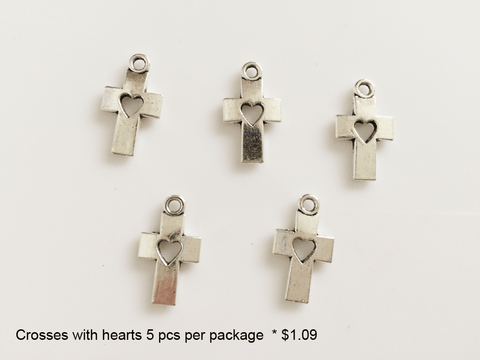Cross with Heart Charms - CraftChameleon
