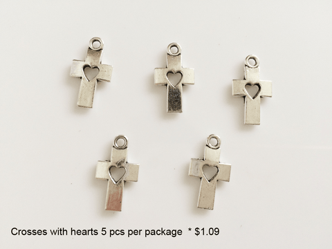 Cross with Heart Charms - CraftChameleon