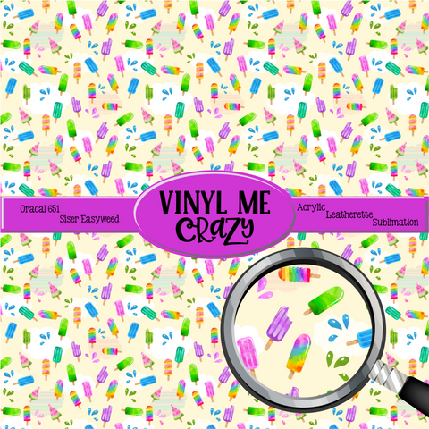 Vividly Bright Popsicles by VMC ~ Vinyl, Leatherette, HTV, Acrylic, Sublimation