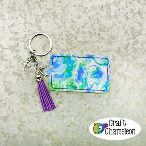 In the Hoop Wide Rectangle Leatherette Key Fob Design Only