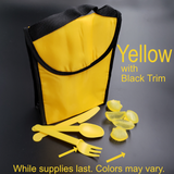 Lunch Bag with Reusable Silverware/ Destash - Yellow with Black Trim Lunch Bag