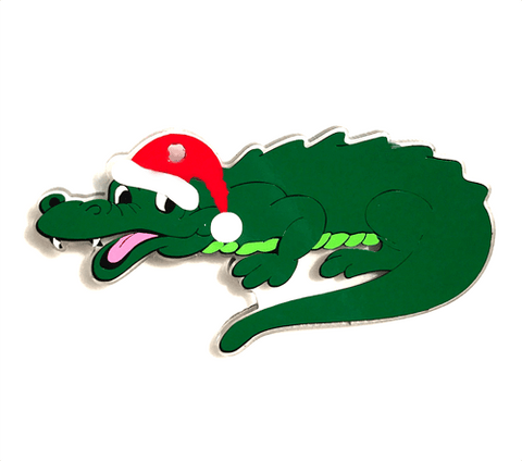 Alligator with Santa Hat Shaped Acrylic - CraftChameleon