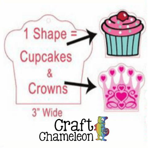 Set of 10 ~ Cupcake or Crown Acrylic Charm Shape for Bracelet Necklace Earrings - CraftChameleon