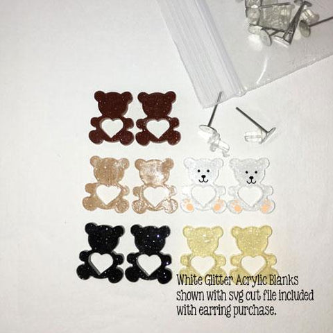 Teddy Bear DIY Acrylic Blank Earrings