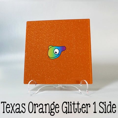 Texas Orange Glitter 1 Side Acrylic Sheets ~ Multiple Sizes
