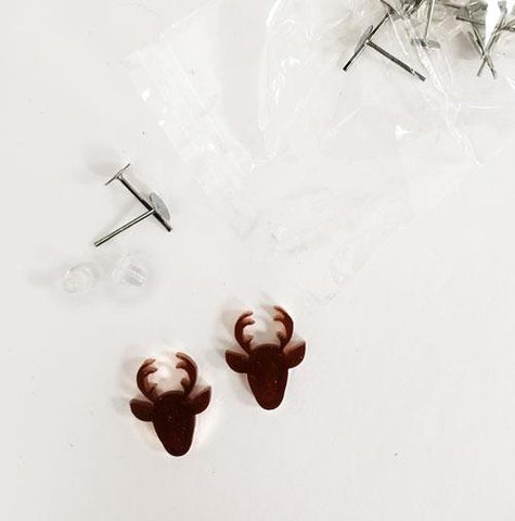 Deer or Reindeer Head DIY Acrylic Blank Earrings - CraftChameleon