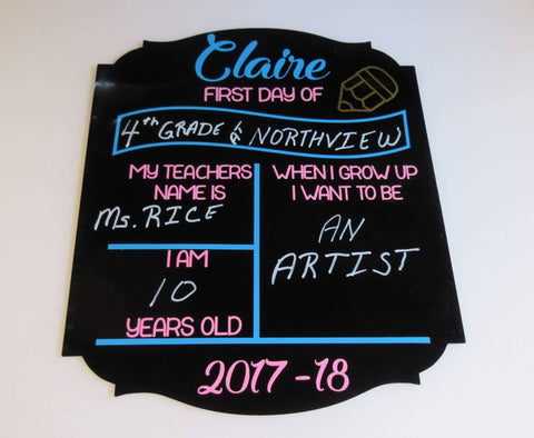 Black Acrylic Board Shaped for School 1st & Last Day Photos - CraftChameleon