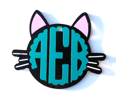 Kitty Cat Head Monogram Acrylic Shape - CraftChameleon