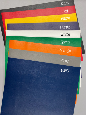 8 x 10 Leatherette Vinyl Faux Leather Sheets - Yellow - Purple - Green - Black - Orange - Grey - Navy - Silver - Gold - Gold Embossed - Silver Embossed