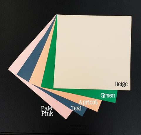 12 x 12 Leatherette Vinyl Faux Leather Sheets - Beige - Green - Apricot - Teal - Pink