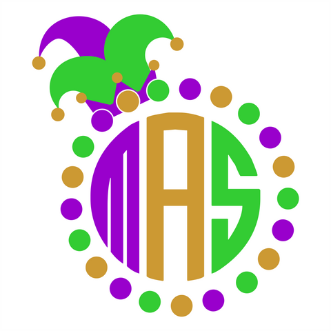 Mardi Gras Monogram Circle Digital Design