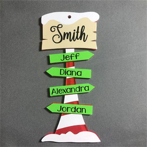 Directional Street Sign Post Acrylic Shape ~ Christmas Halloween Personalized Ornament - CraftChameleon