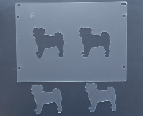 Pug Dog Plastic Template for Etching ~ Multiple Size Pugs