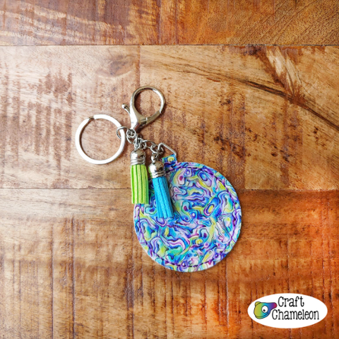 In the Hoop Embroidery Leatherette Round Key Fob Design Only