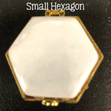 White Plain Ceramic Trinket or Ring Box Hinged Lid with Gold Trim -2 Sizes -Sets of 3