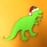 T-Rex with Santa Hat Acrylic Blank Shape