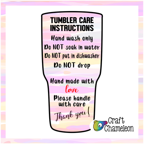 Tumbler Care Instruction Design Only