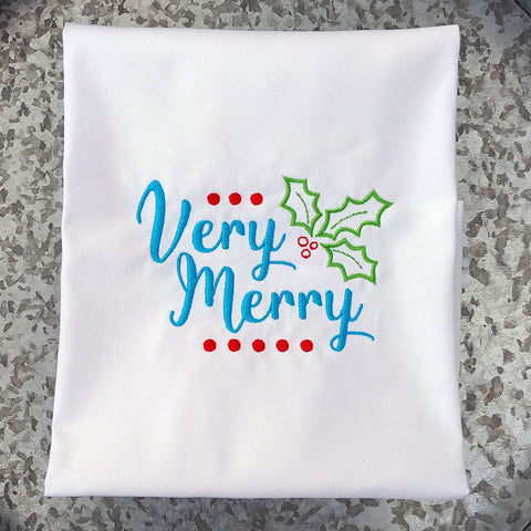 Very Merry Wordart Embroidery Design Only